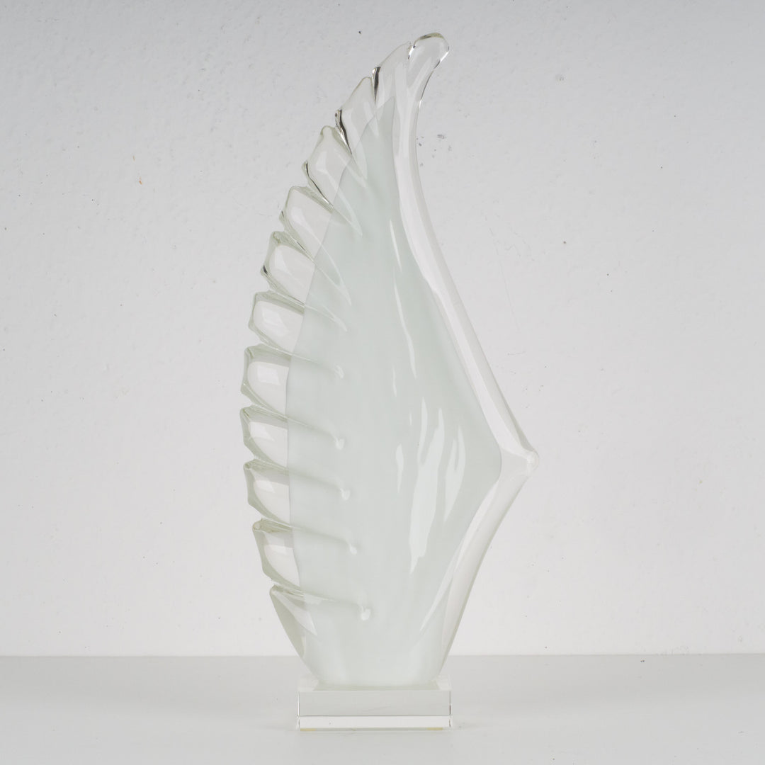 Decorative glass artwork in wing shape