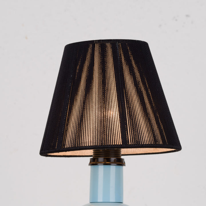 Table lamp in blue ceramic with black shade