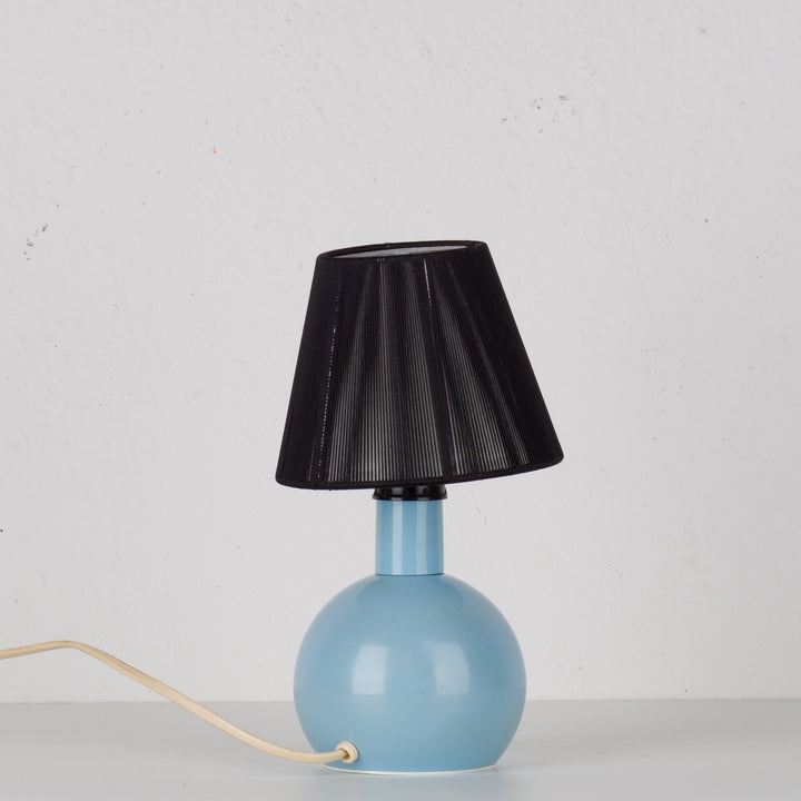 Table lamp in blue ceramic with black shade