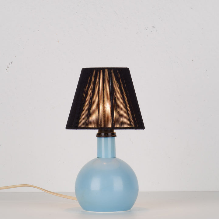 Table lamp in blue ceramic with black shade