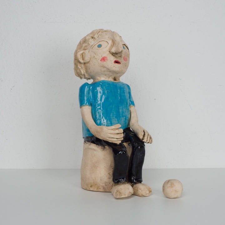 Playful image of a football player in clay