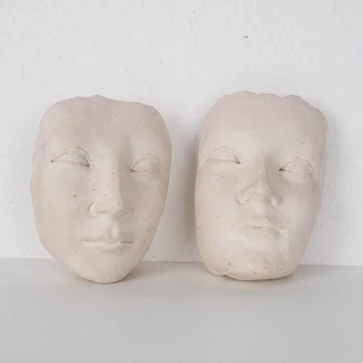 Serene Image – Face in White Clay by Artist Sue (16 x 11.5 x 8 cm)