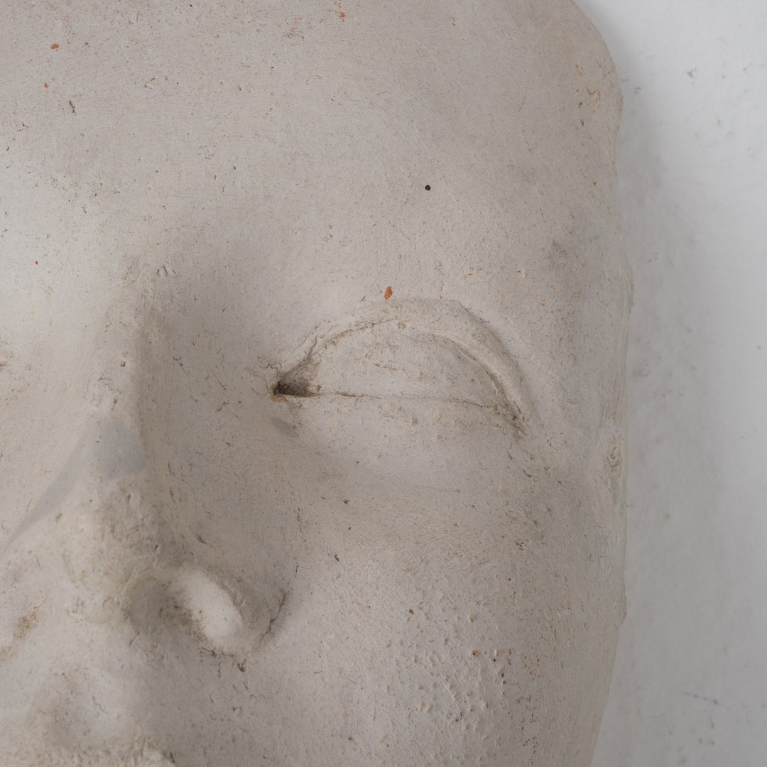 Serene Image – Face in White Clay by Artist Sue (16 x 11.5 x 8 cm)