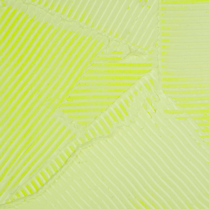 Fluorescerend Geel Reliëfschilderij van Sarah Schwazl (2008) – 80 × 81 cm