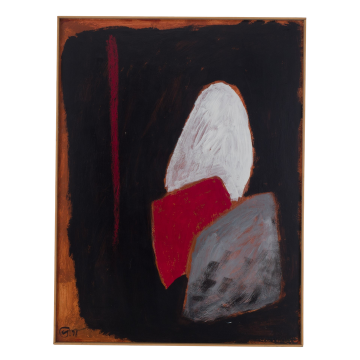 Modern painting Christine Springuel in red, black, white and gray