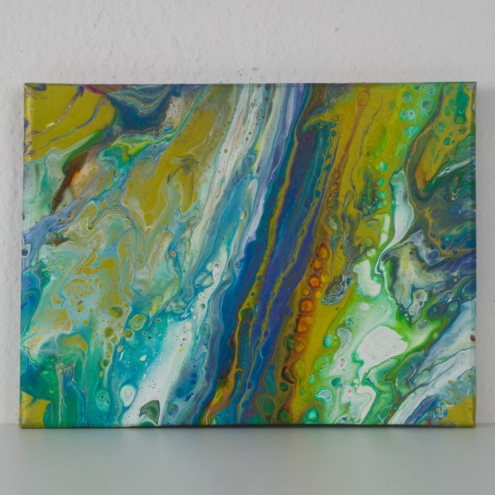 Contemporary abstract acrylic painting in green