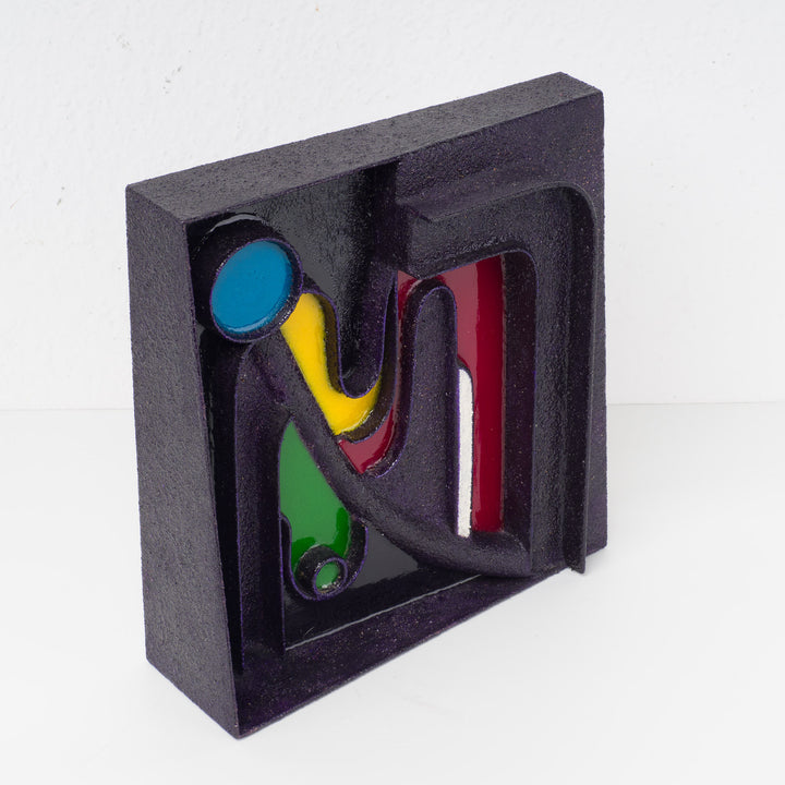 Modern abstract sculpture in steel and resin by Virginia Romana 'Continuity'