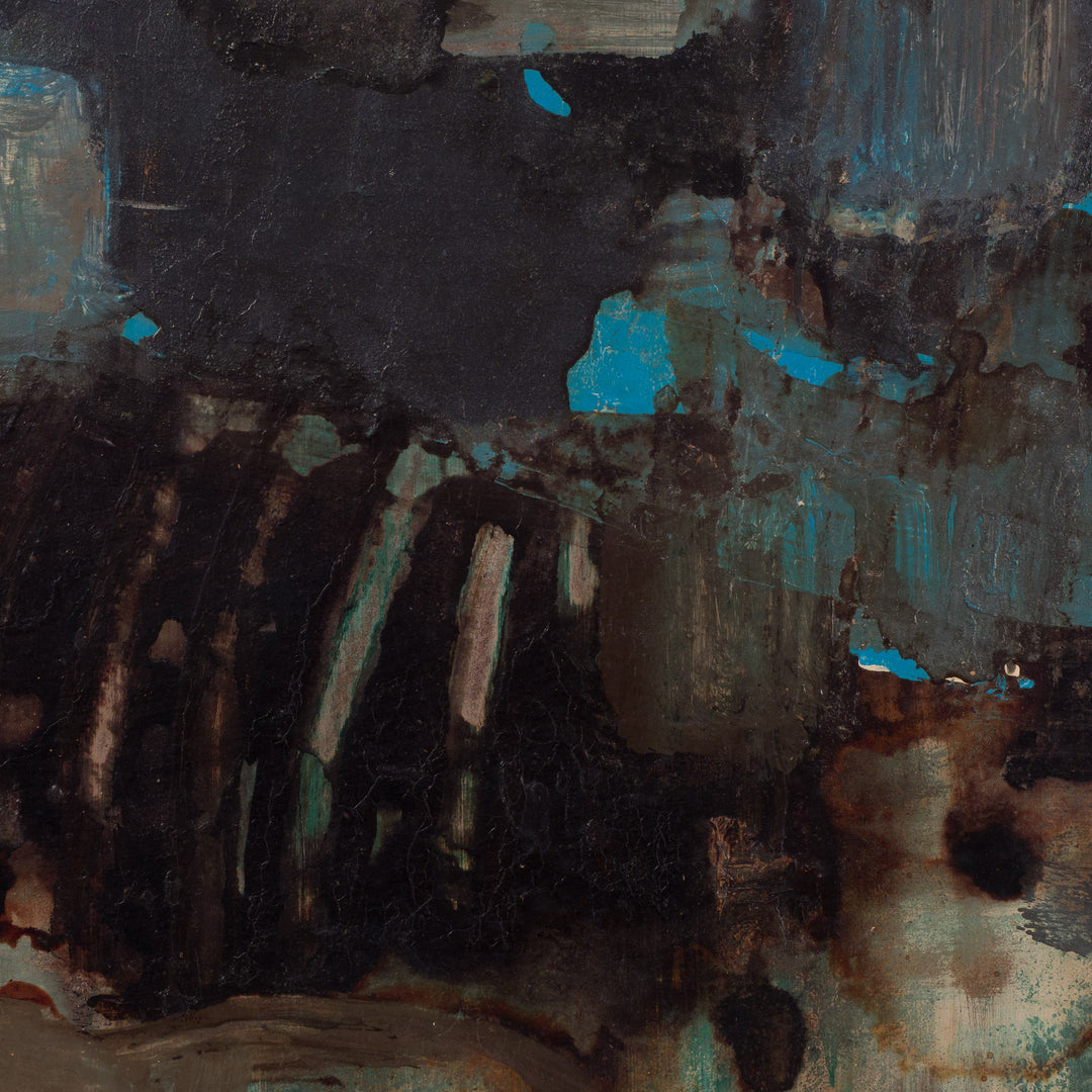 Abstract blue painting by Jozef Kulesza (1930) from 1985