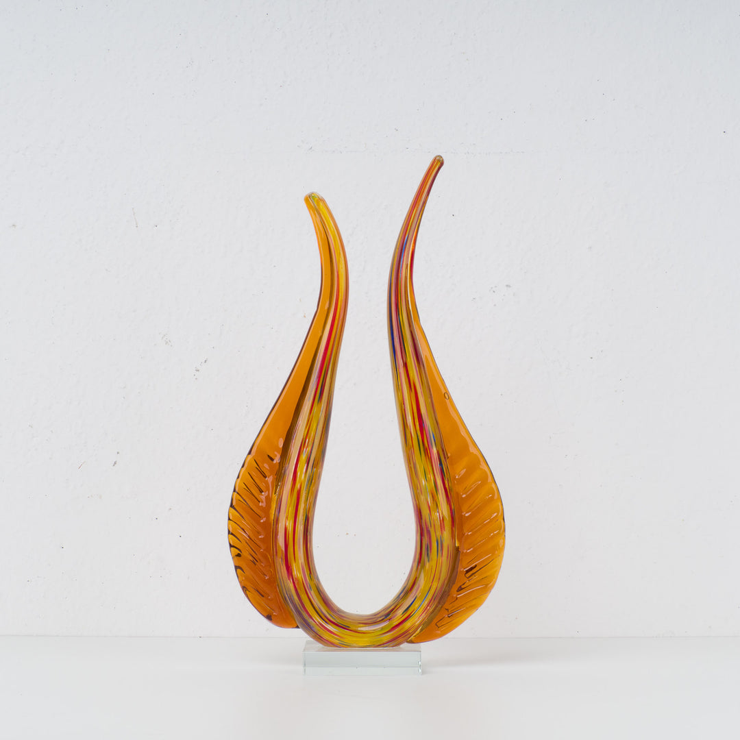 Modern orange art glass in wing shape