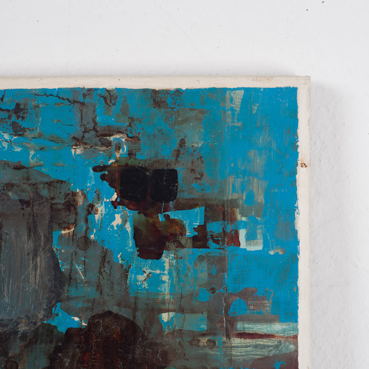 Abstract blue painting by Jozef Kulesza (1930) from 1985