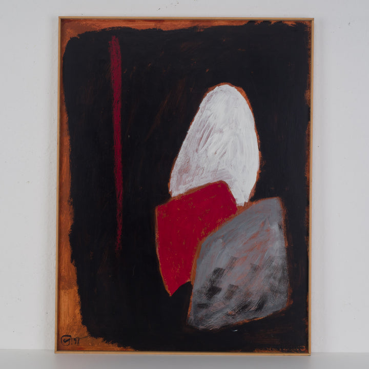 Modern painting Christine Springuel in red, black, white and gray