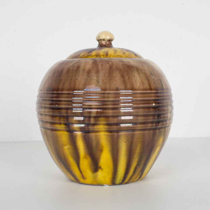 Beautiful glazed jar with lid