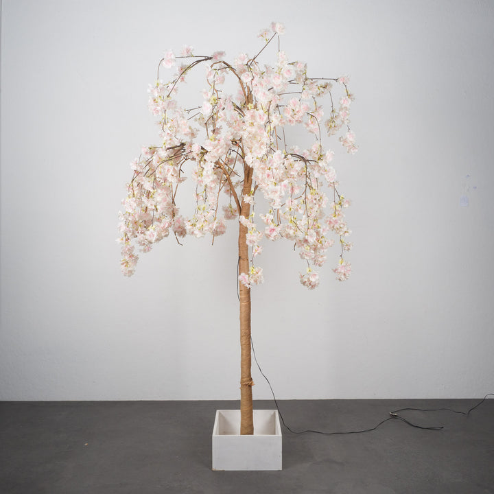 Atmospheric large light pink fake lime blossom tree with lighting (180 cm high, 1 m wide)