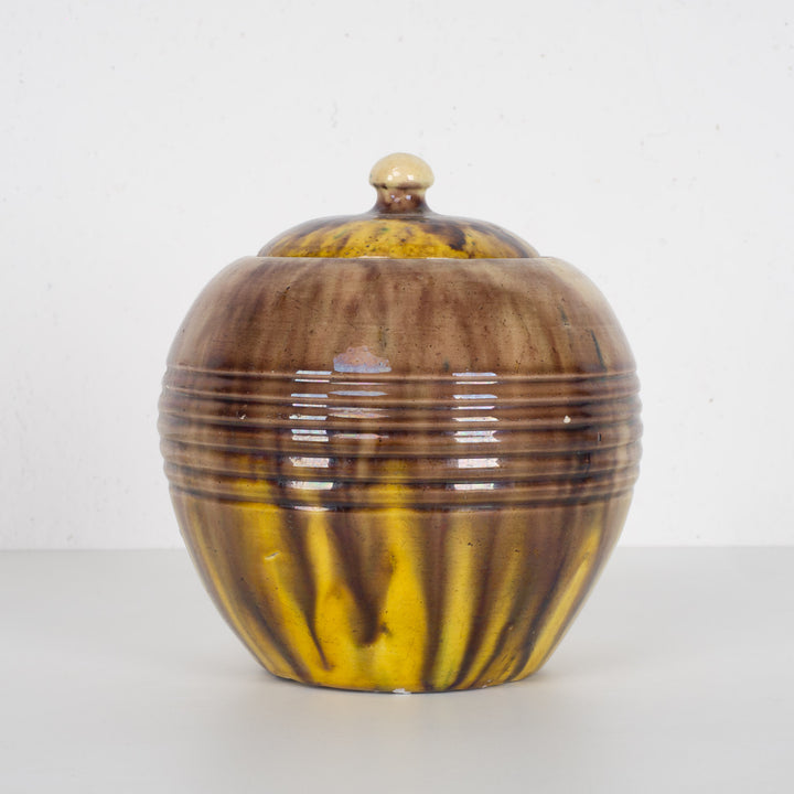 Beautiful glazed jar with lid