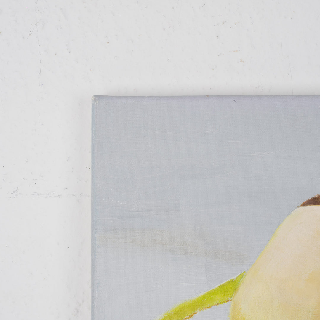 Painting of pears in yellow, green and gray – 40x50x2 cm
