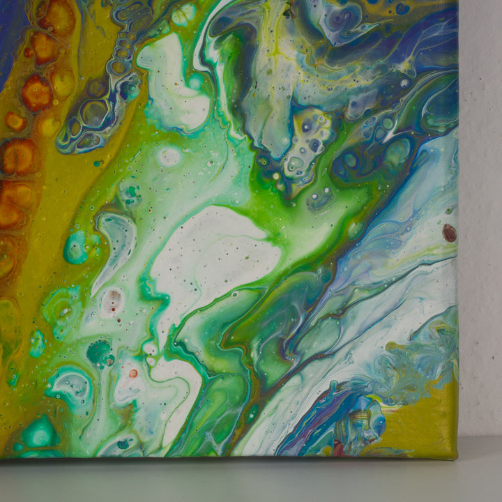 Contemporary abstract acrylic painting in green