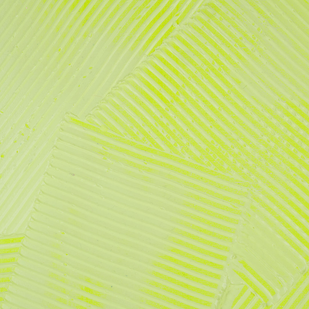 Fluorescerend Geel Reliëfschilderij van Sarah Schwazl (2008) – 80 × 81 cm
