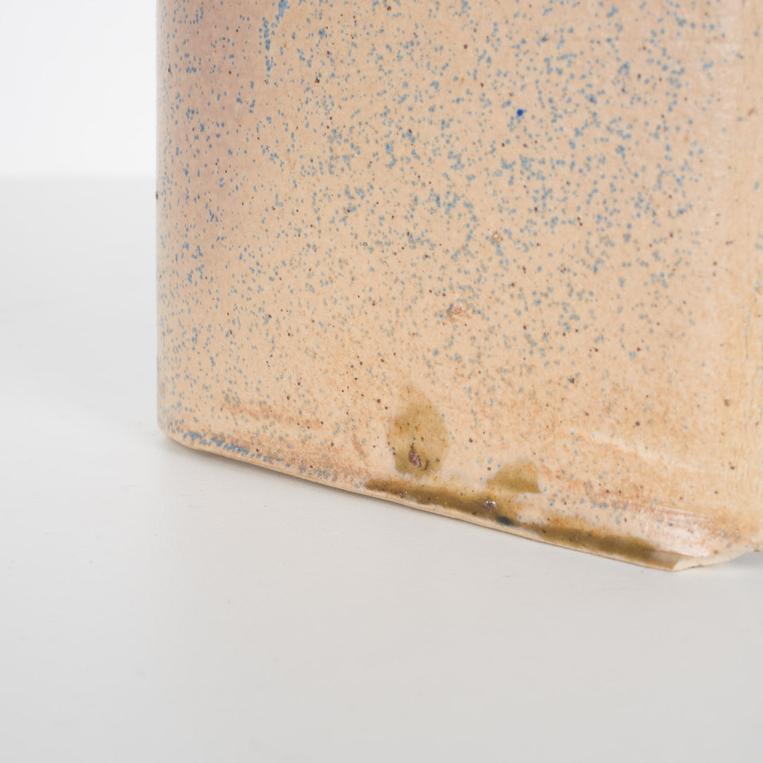 Handmade narrow ceramic vase – light blue and beige, hanging