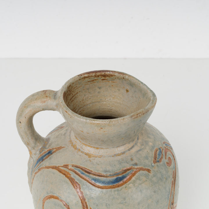 Decorated Stoneware Jug – Bouffioulx Ceramics by E. Aubry