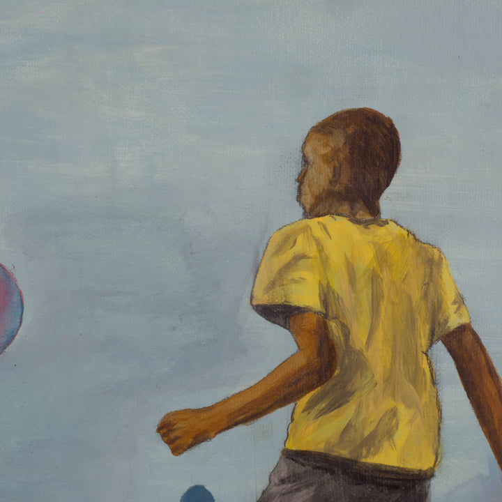 Painting of young footballer in blue – Atelier S