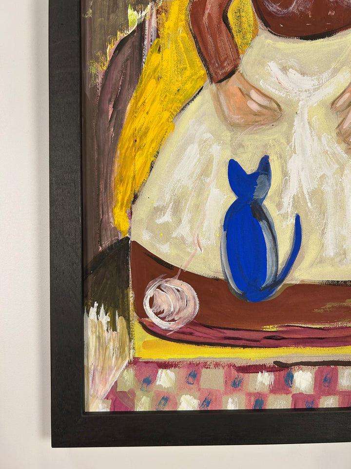 Expressief schilderij ‘Familie in Harmonie’ – S. Matthijs (1998) / 52x42x2cm