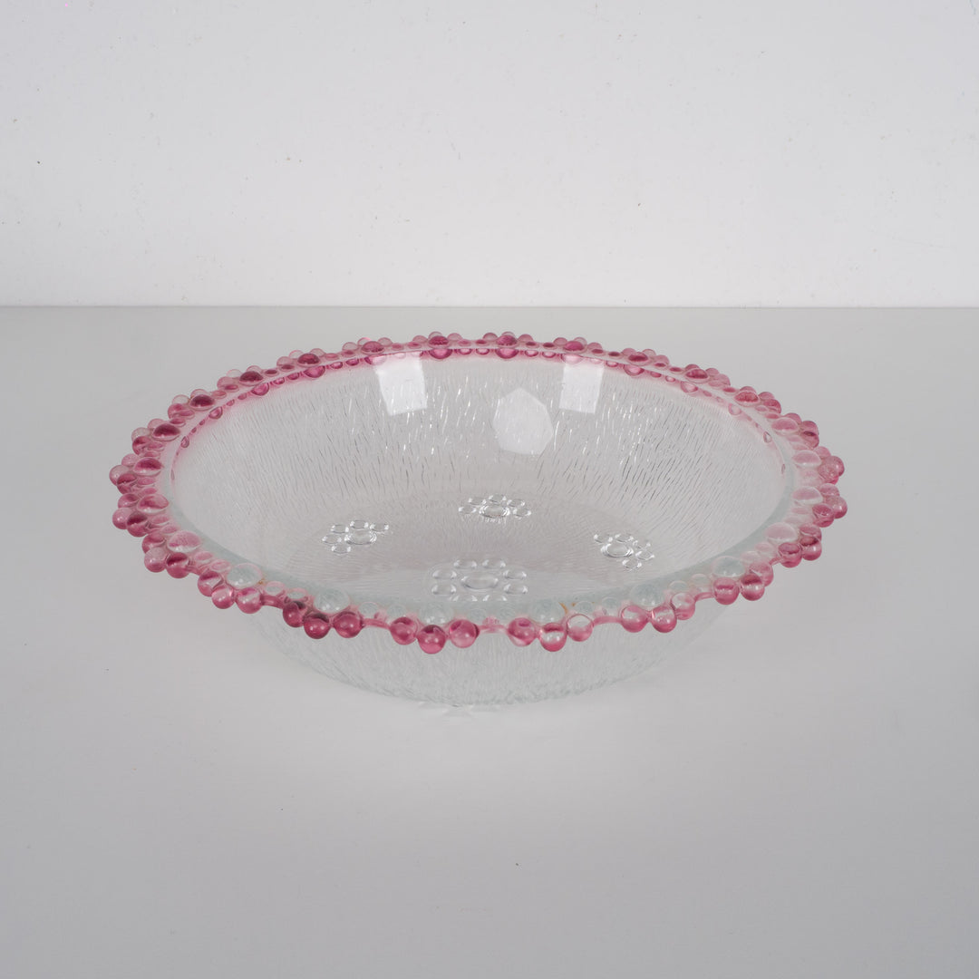 Italla vintage bowl of white matt glass with pink accents – small size (14.5x14.5 cm) (4)