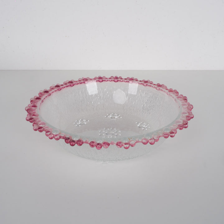 Italla vintage bowl of white matt glass with pink accents – small size (14.5x14.5 cm) (4)