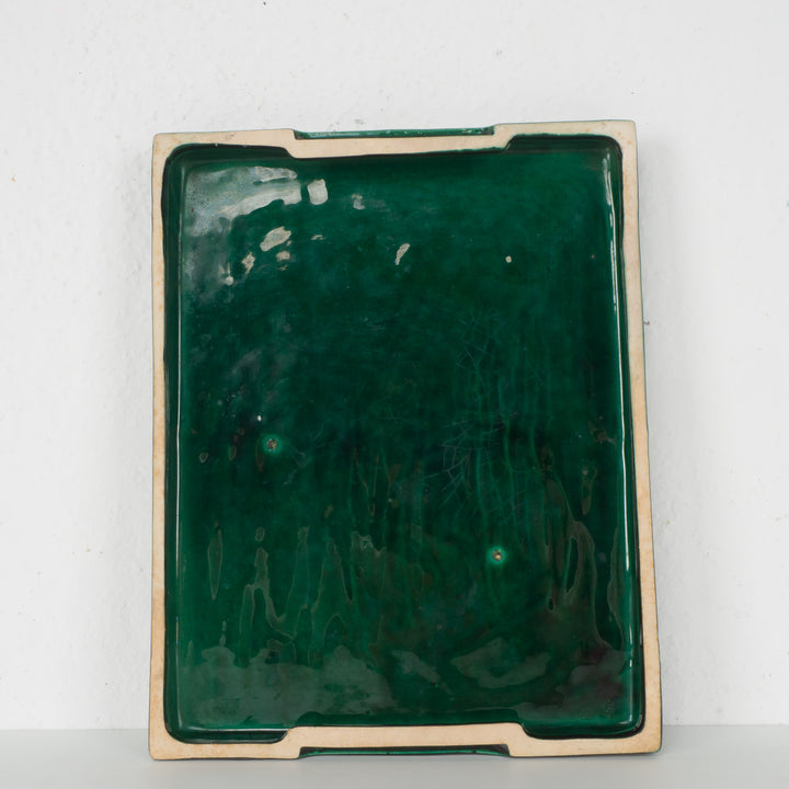 Authentic green glazed ceramic cheese board – Tasteful eye-catcher