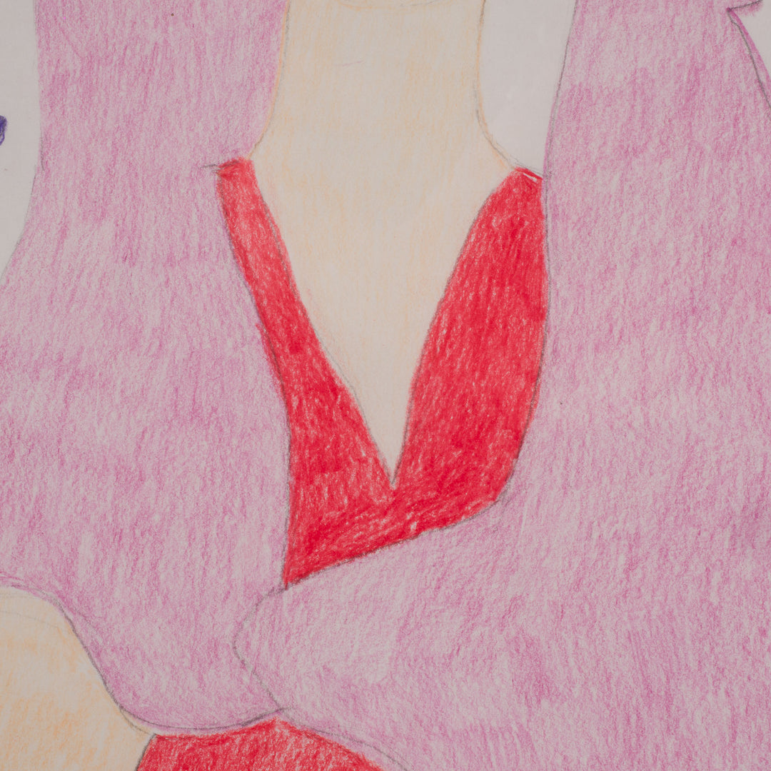 Beautiful drawing of a woman in shades of pink by Carine Vanmeirhaeghe