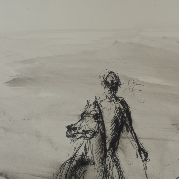 Drawing of polo players by Roland Devolder