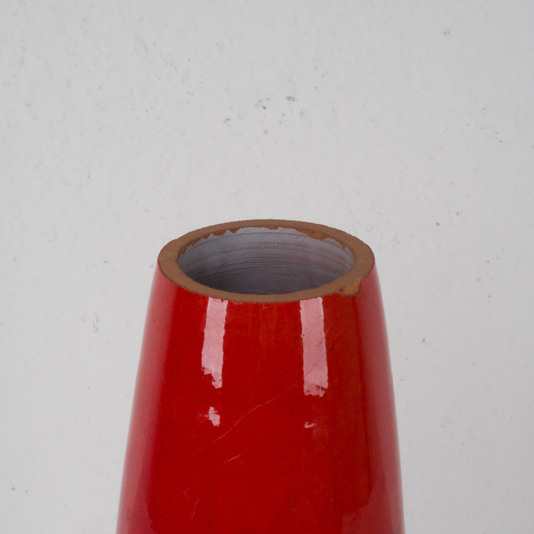 Beautiful red glazed ceramic vase – conical terracotta style