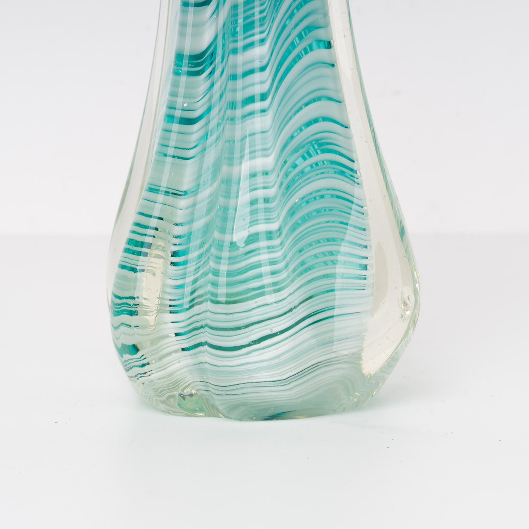 Retro glass vase – Elegance in white and apple blue sea green