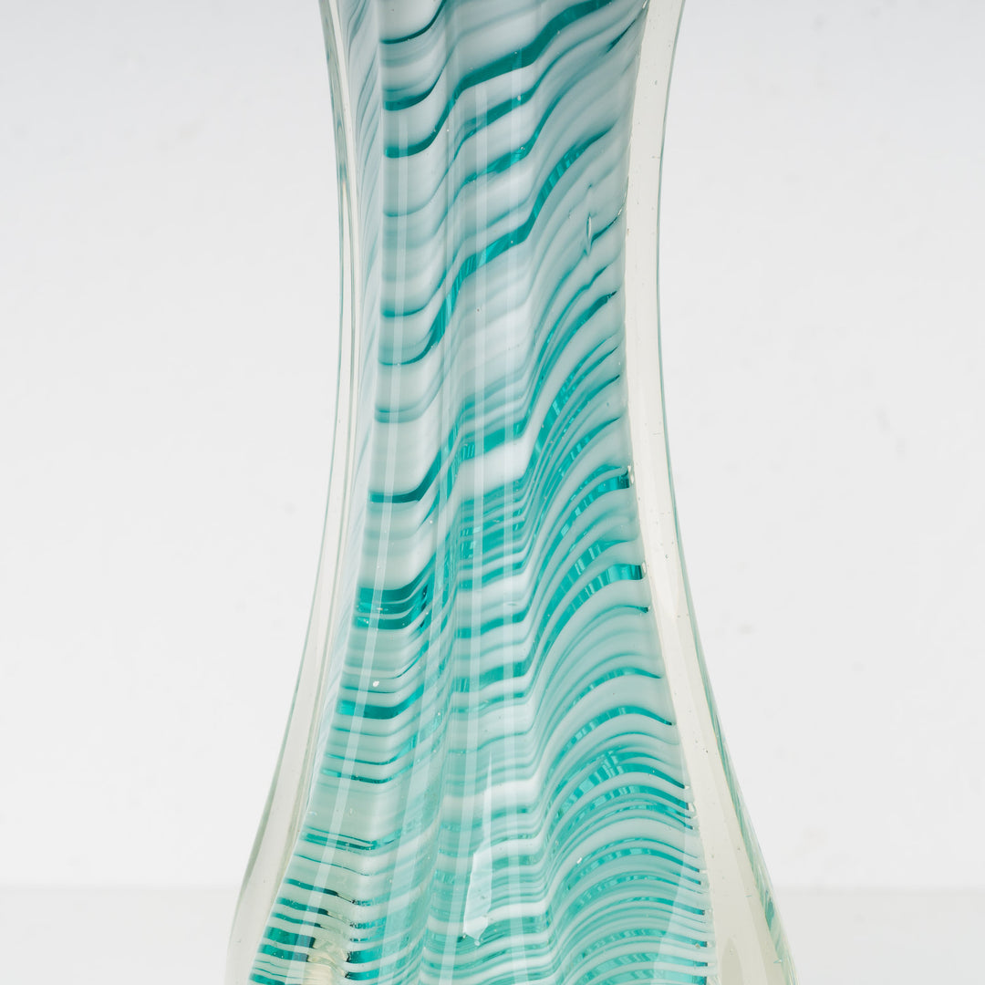 Retro glass vase – Elegance in white and apple blue sea green