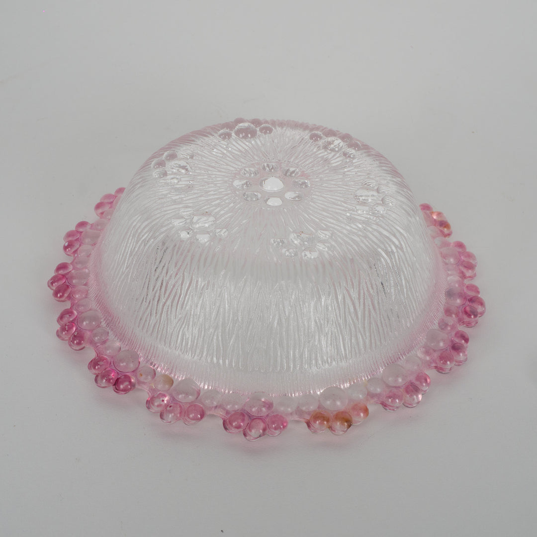 Italla vintage bowl of white matt glass with pink accents – small size (14.5x14.5 cm)