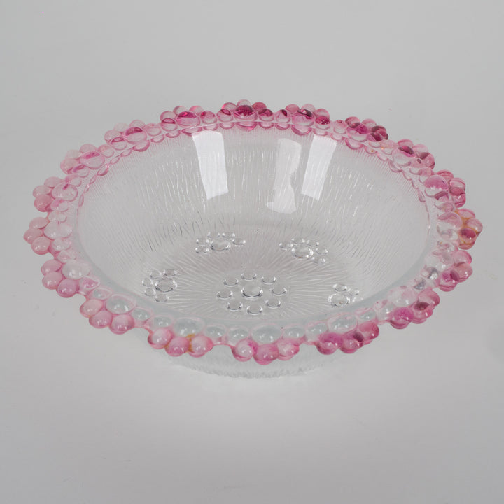 Italla vintage bowl of white matt glass with pink accents – small size (14.5x14.5 cm)