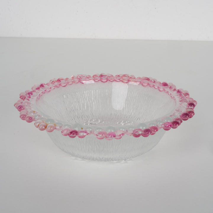 Italla vintage bowl of white matt glass with pink accents – small size (14.5x14.5 cm) (5)