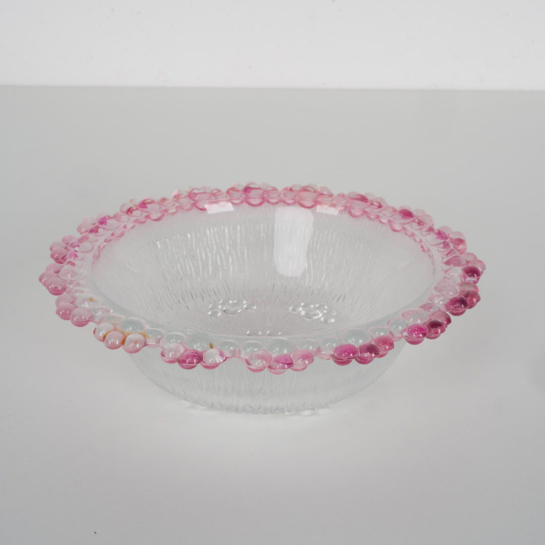 Italla vintage bowl of white matt glass with pink accents – small size (14.5x14.5 cm) (5)