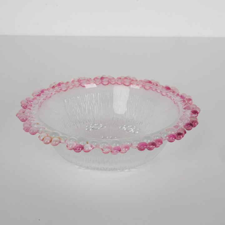 Italla vintage bowl of white matt glass with pink accents – small size (14.5x14.5 cm) (4)