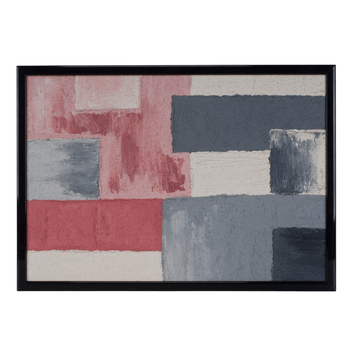 Contemporary painting with gray and pink structure