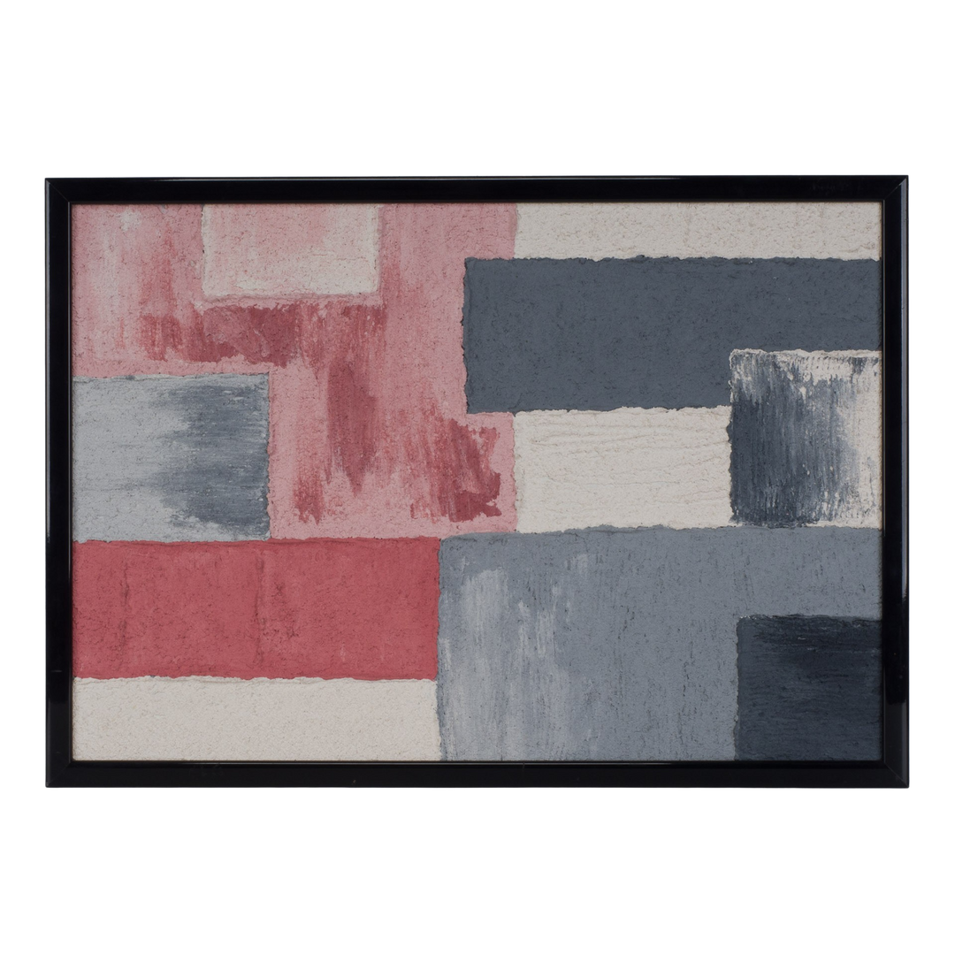 Contemporary painting with gray and pink structure