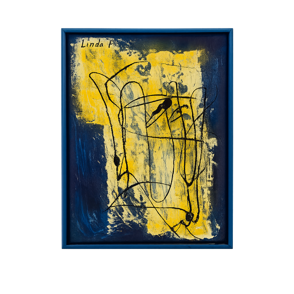 Hedendaags abstract schilderij – Linda Hosten - 31,5 x 25,5 x 3,5 cm