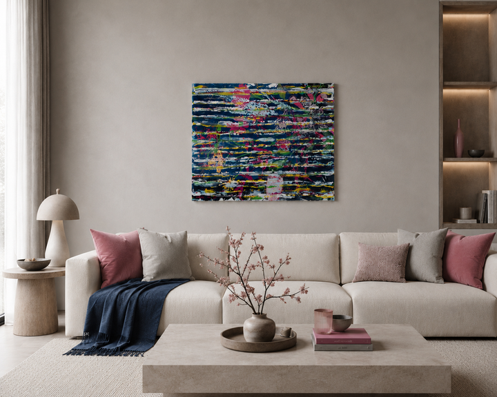 Hedendaags Abstract Schilderij – Onderwaterwereld door Hilde Deceuninck (120x100 cm)