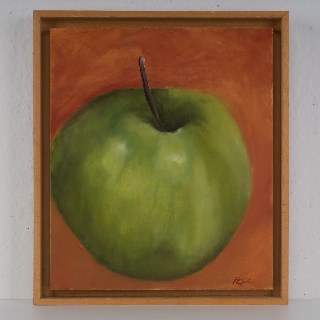 Beautiful painting of a Granny Smith apple