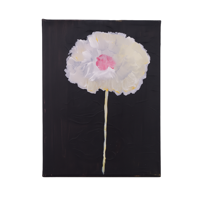 Schilderij 'Witte Bloei in de Stilte' – JP Terryn (18,5 x 24 cm)