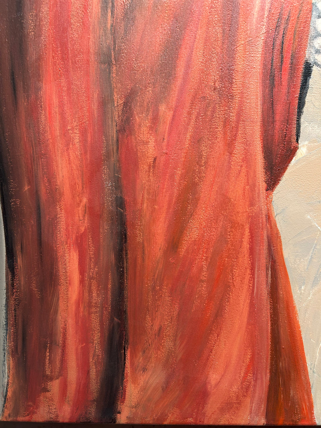 Schilderij Atelier S – 120 × 120 × 4 cm | Hedendaagse figuratieve kunst met abstracte achtergrond