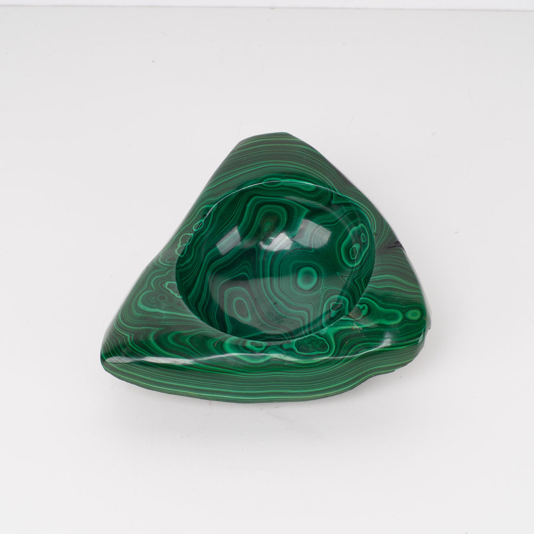 Beautiful 3-sided bowl in malachite