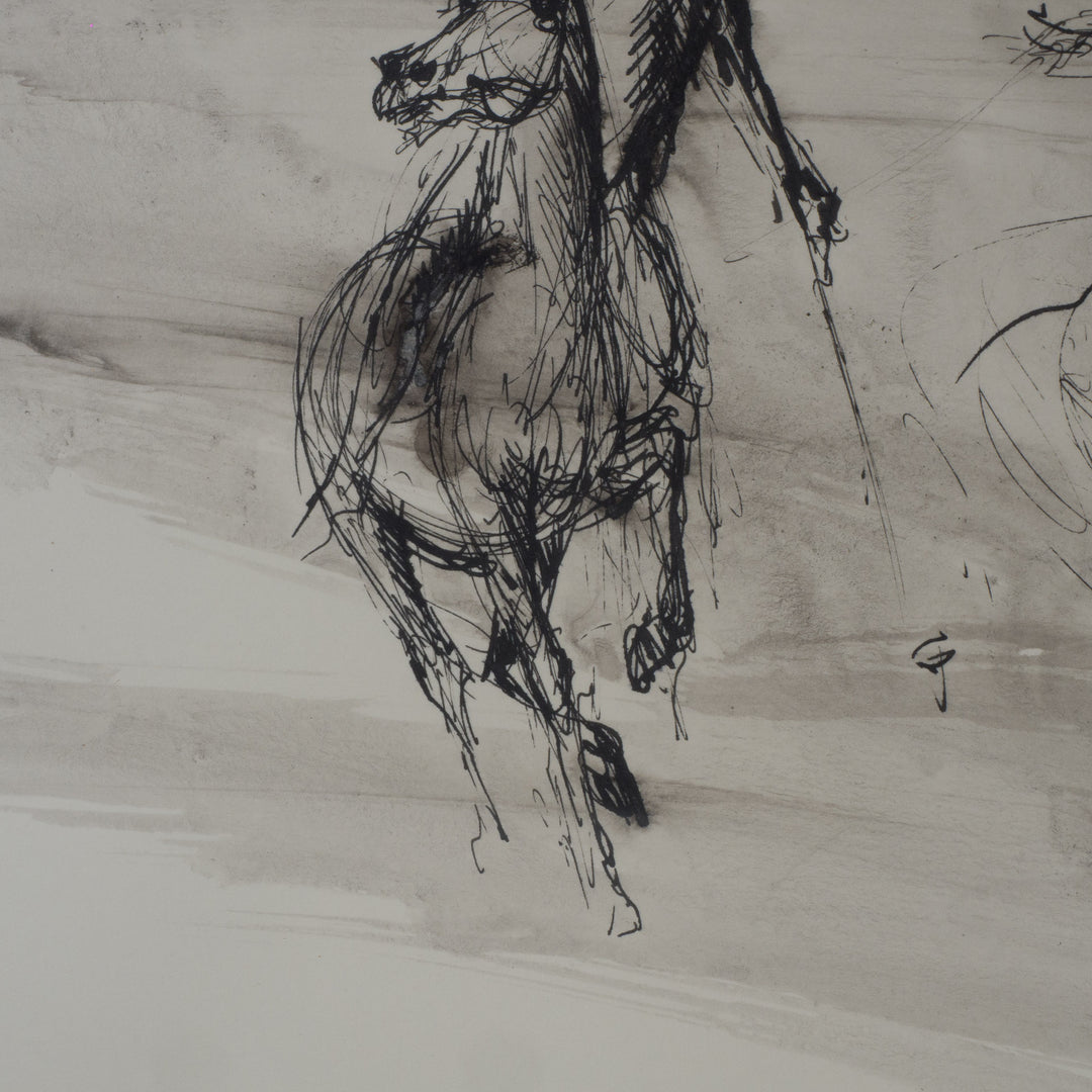 Drawing of polo players by Roland Devolder