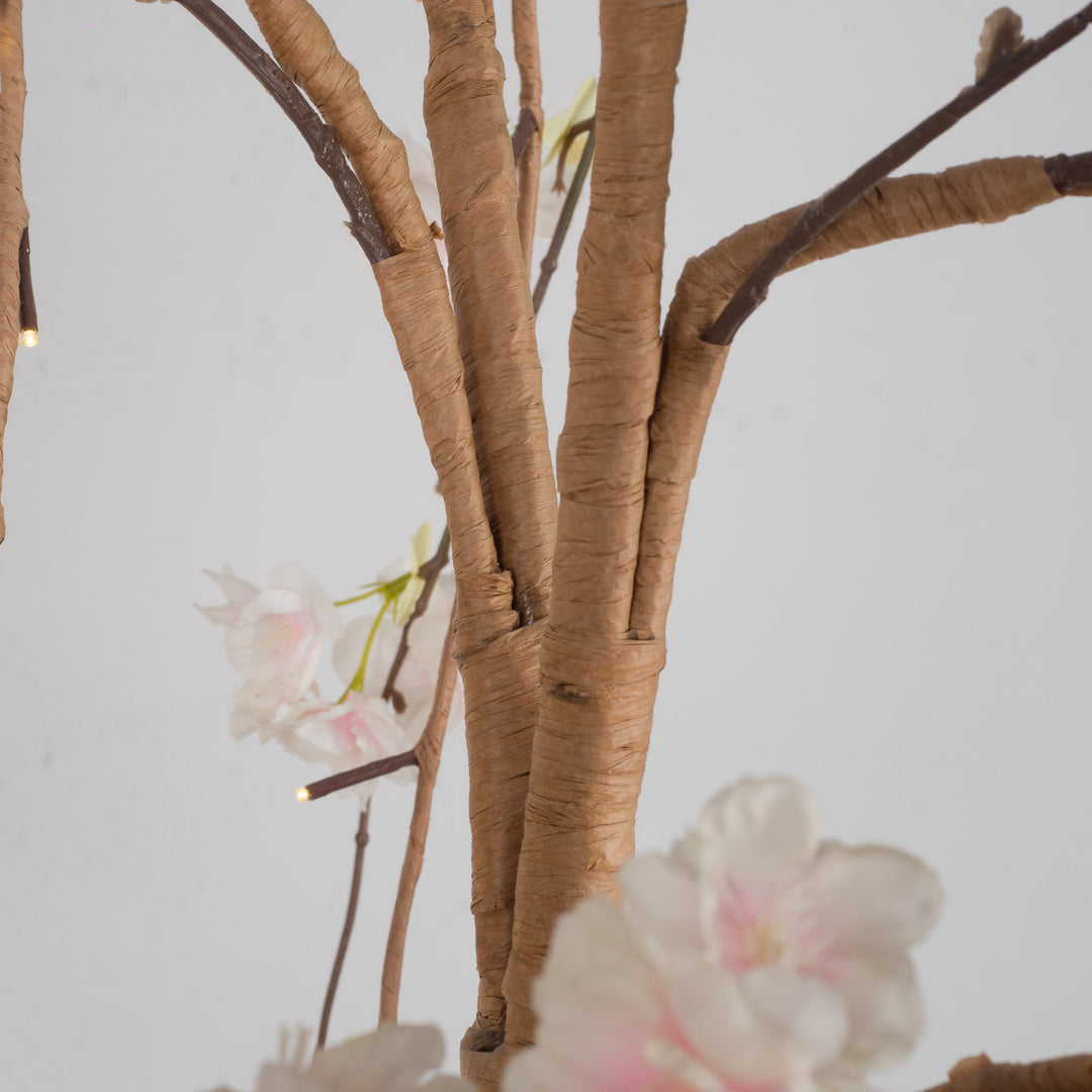 Atmospheric large light pink fake lime blossom tree with lighting (180 cm high, 1 m wide)