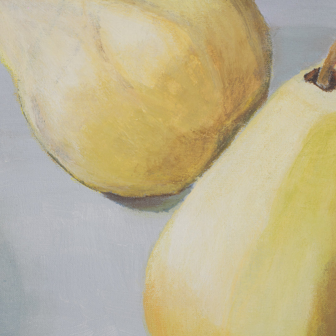 Painting of pears in yellow, green and gray – 40x50x2 cm