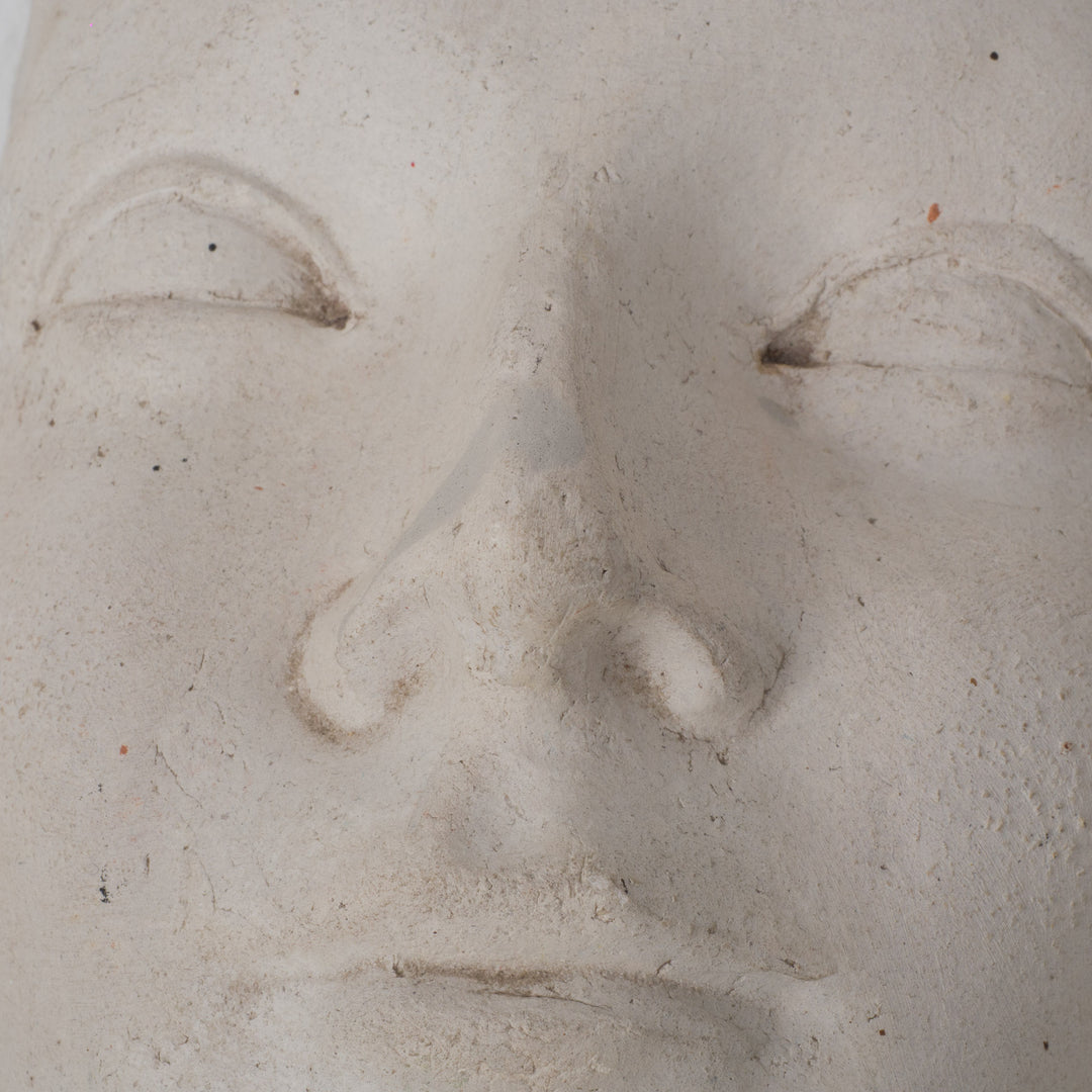 Serene Image – Face in White Clay by Artist Sue (16 x 11.5 x 8 cm)